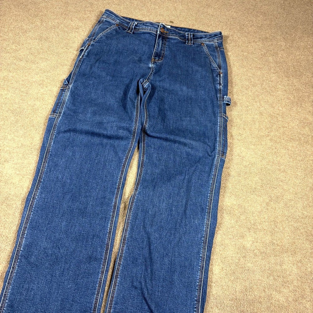 Dickies Carpenter Jeans Womens 12 Blue Denim High Rise Relaxed Utility Pockets